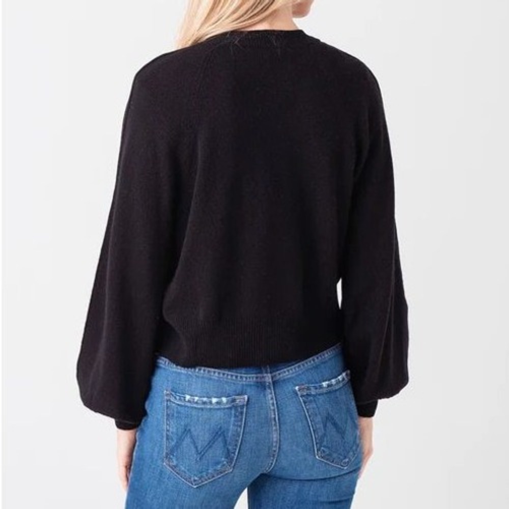 FRAME 100% Cashmere Linked Cardigan Sweater Long Sleeve Button Black Size Large - Picture 9 of 16
